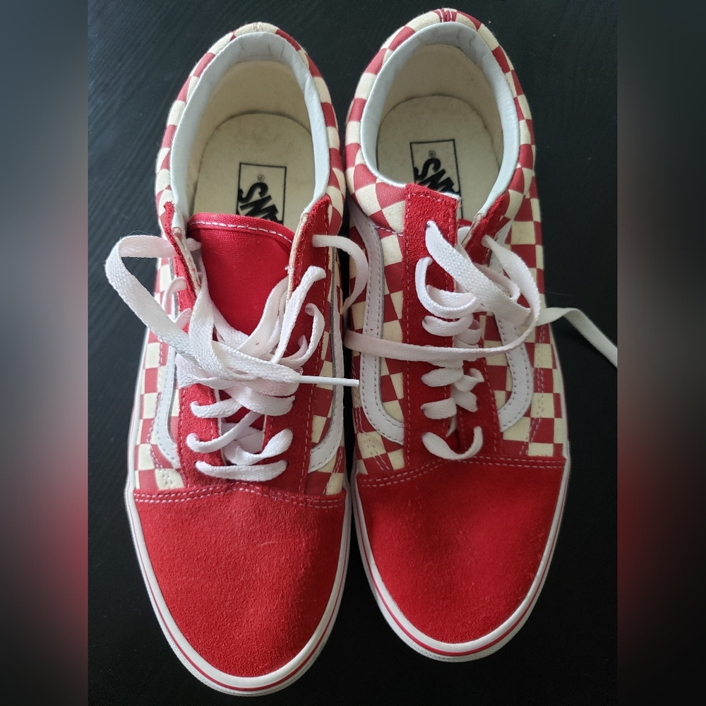 Van's red and white checkered sneakers. US men size 10.